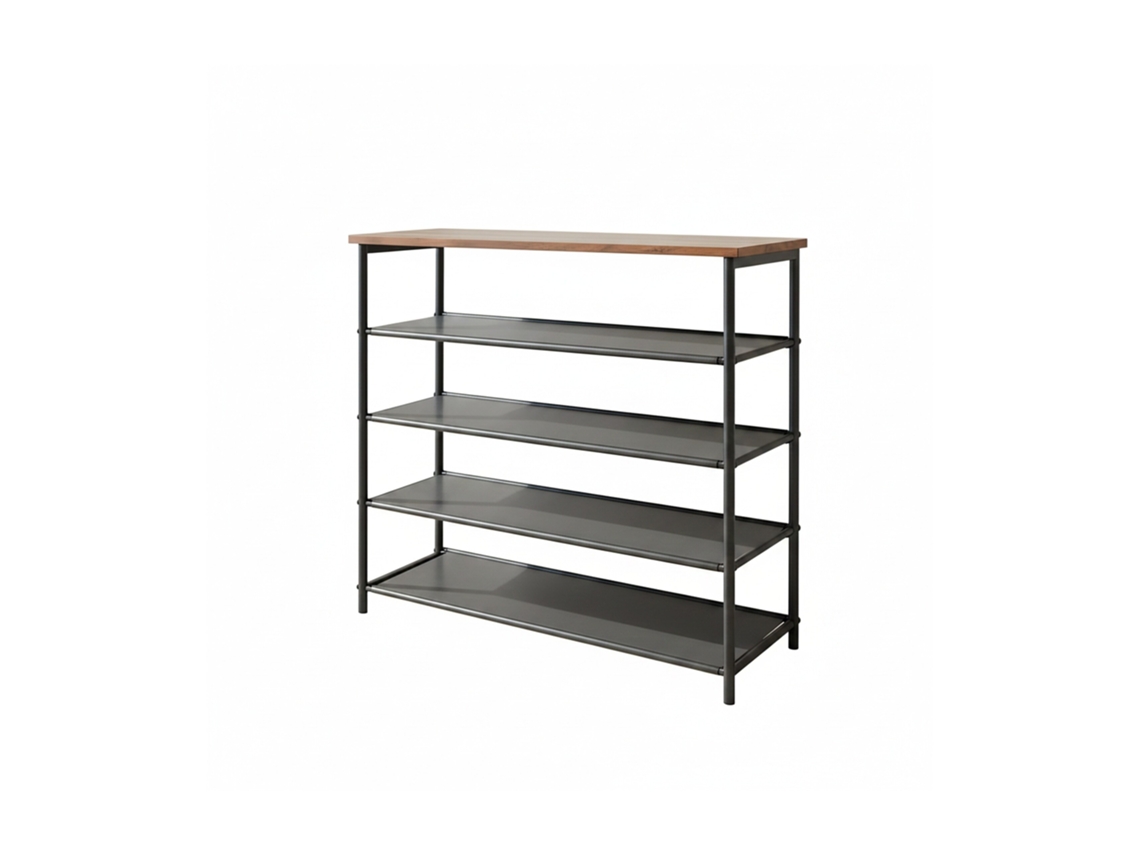 Relaxdays Sapateira, 75x75x30 Cm, 4 Prateleiras Tnt P/12 Pares, Prateleira Superior, Industrial, Preto/castanho
