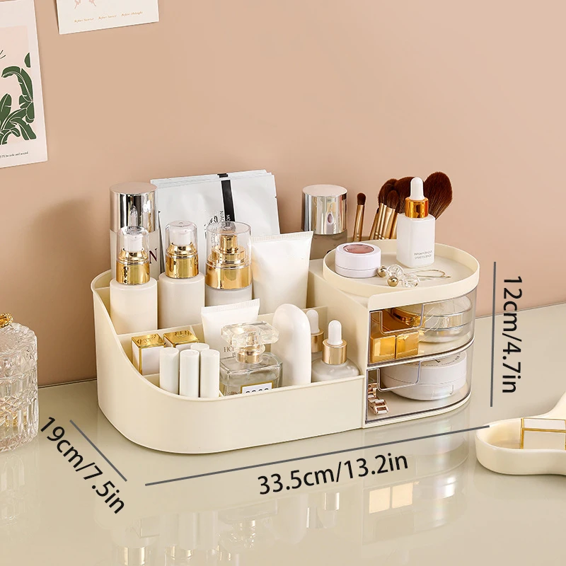 (creamy-l) Caja De Almacenamiento De Cosméticos Con Cajones, Caja De Almacenamiento De Encimera Para Productos De Cuidado De La Piel.