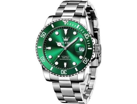 VEANXIN Reloj mecánico para Hombre Reloj Hueco Impermeable para Hombre(verde plateado)