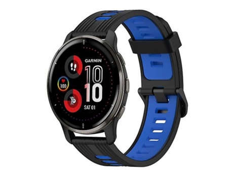 Correa para Garmin Venu 2 Plus 20 mm Patrón vertical Correa de reloj de silicona bicolor Negro-Azul VENISYMLIS