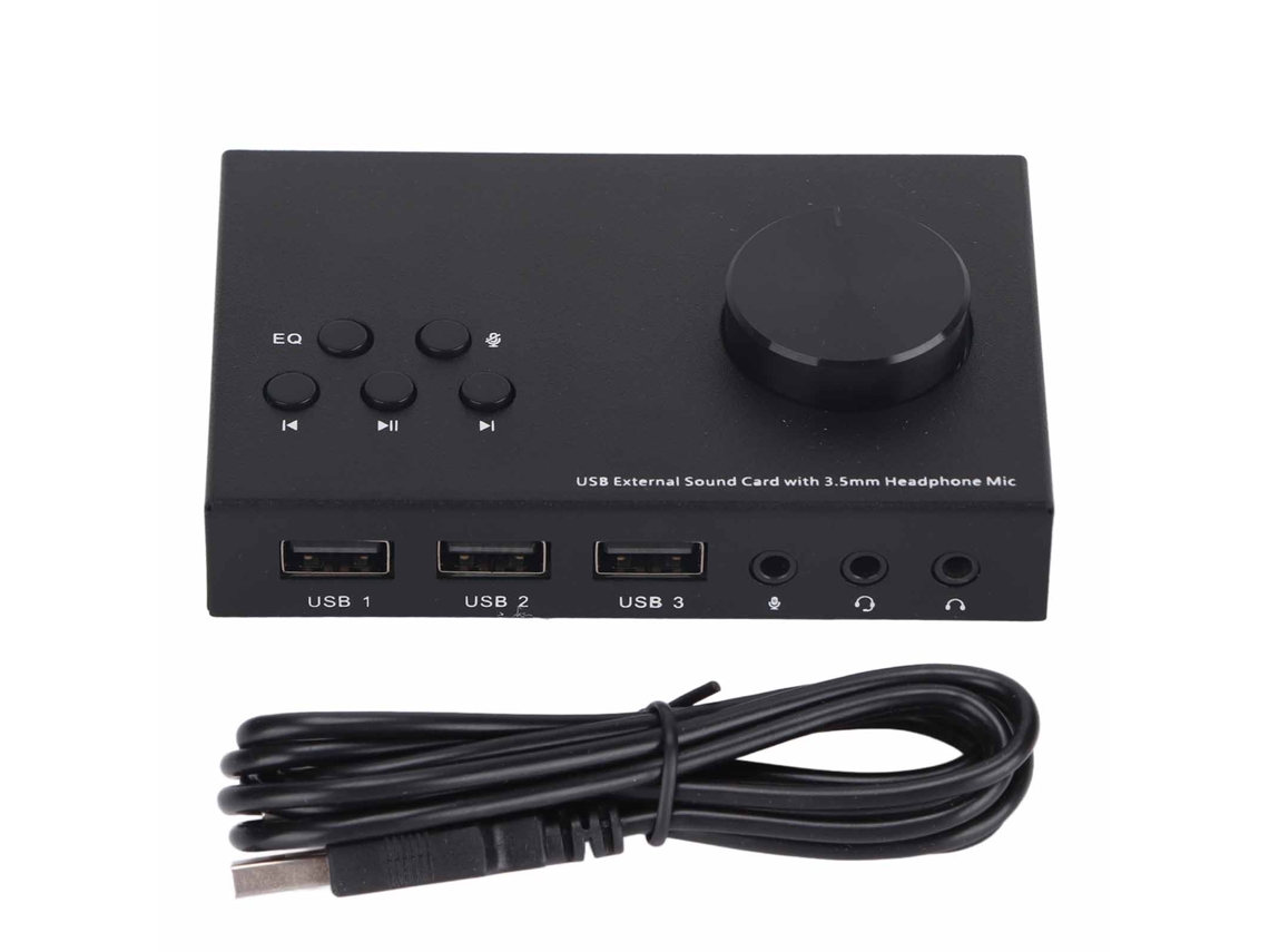 Placa De Som Usb Externa 3.5mm Com Eq, Adaptador De Áudio, Hub Usb, Compatível Com Windows, Os X, Linux