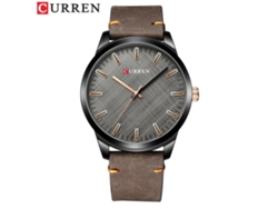 Reloj De Pulsera De Cuarzo Para Hombre, De Estilo Moderno, Con Esfera De Textura De Tela Sencilla Y Correa De Cuero (marrón Oscuro).