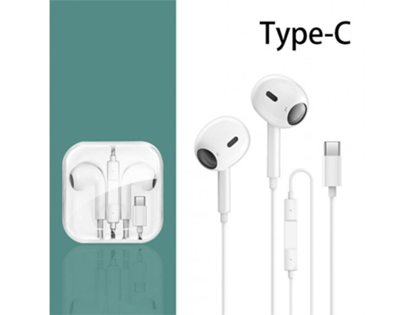 Auriculares Estéreo con cable tipo C con micrófono de control de volumen para juegos blanco