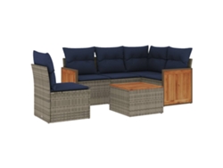 Maison Exclusive - Conjunto De Sofá De Jardín De 6 Piezas Con Cojines, Poliratán Gris
