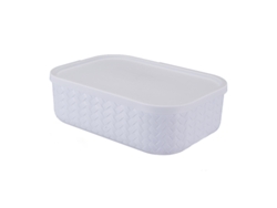 Caja pequeña de ratán artificial para guardar ropa, color blanco