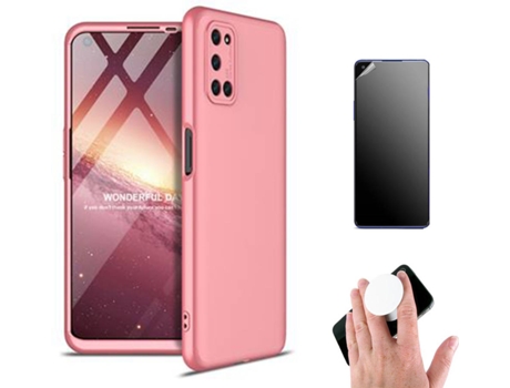 Kit Carcasa Y Protector Oppo A53 Ultimatte Slim Armor 360º Y Popsocket Rosa