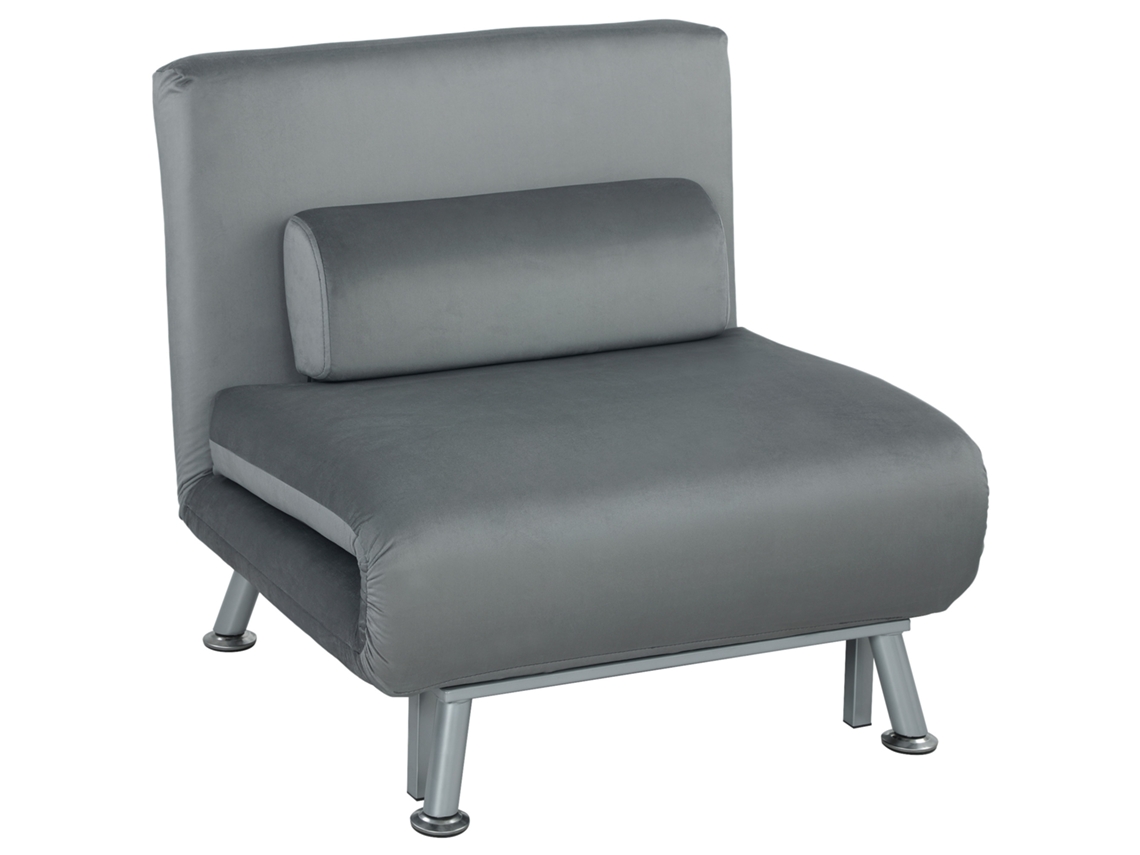 Sillón Cama Plegable Terciopelo Reclinable 75x70x75 Cm Gris
