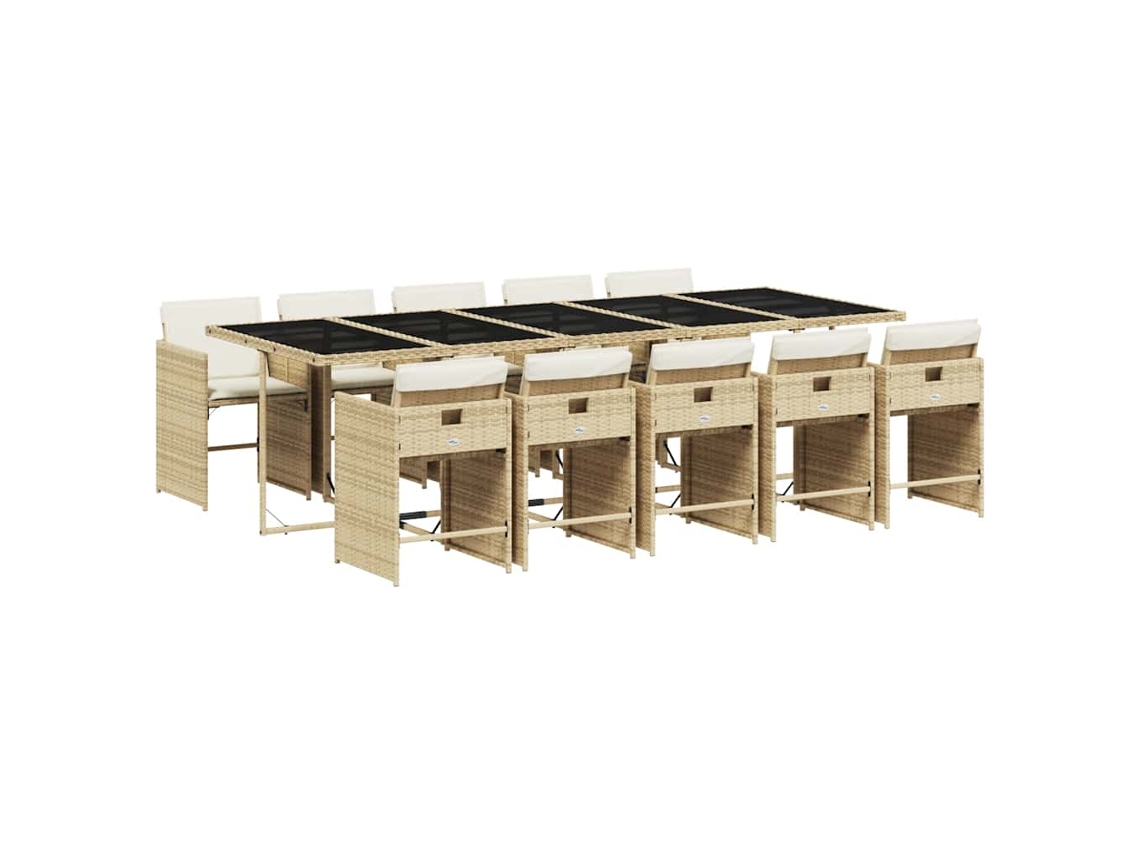 Maison Exclusive - Set Comedor De Jardín 11 Pzas Con Cojines Ratán Sintético Beige