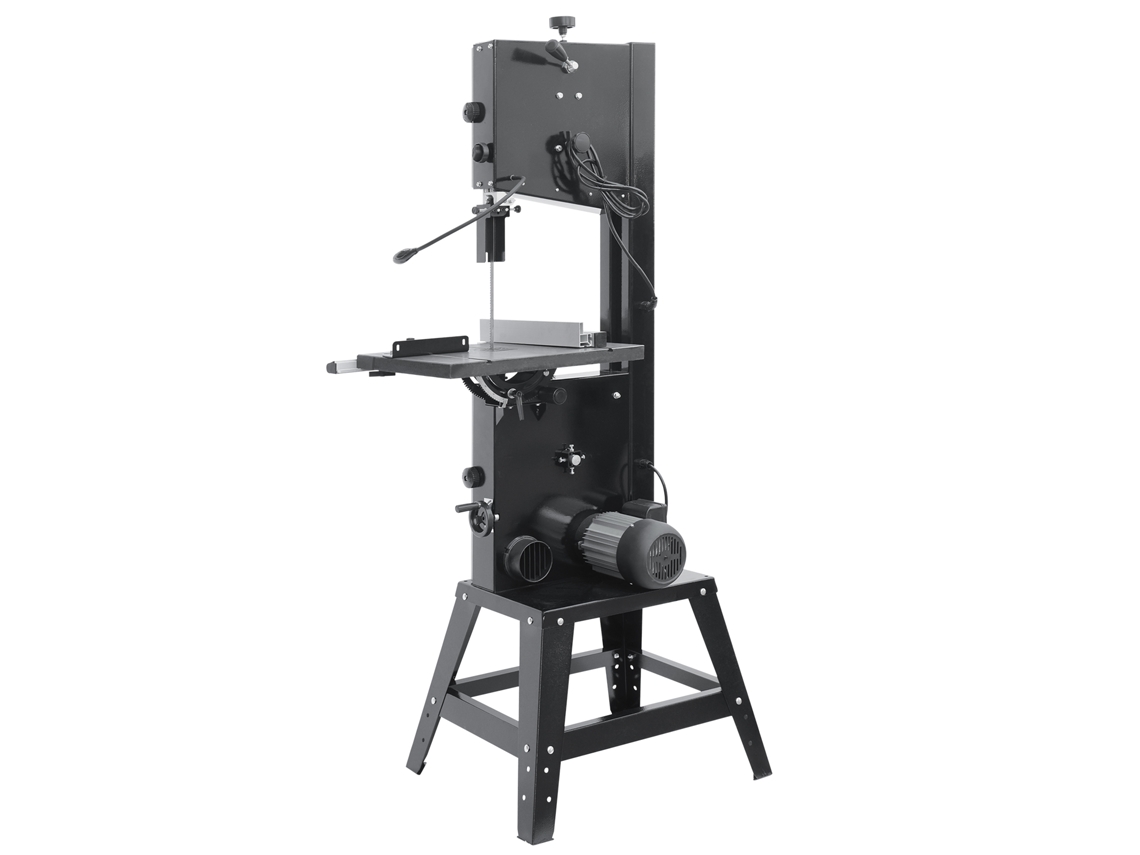 Sierra de cinta de mesa Succebuy de 340 mm con soporte, 440-846 RPM, 1100 W