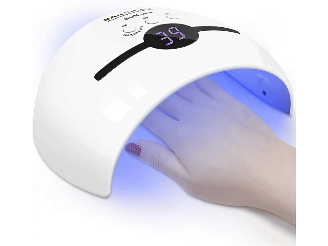 Lámpara de uñas UV LED portátil, lámpara de uñas UV de 48 W para esmalte de uñas en gel, manicura y pedicura UK NOSTALGIA88 (blanca)