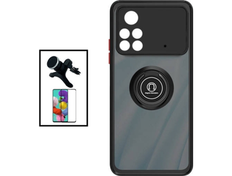 Kit Carcasa Anti Choque Camera Protection + Protector de Pantalla 5D Full Cover + Soporte Magnético Reforzado de Coche para Xiaomi Poco X4 Pro 5G P...