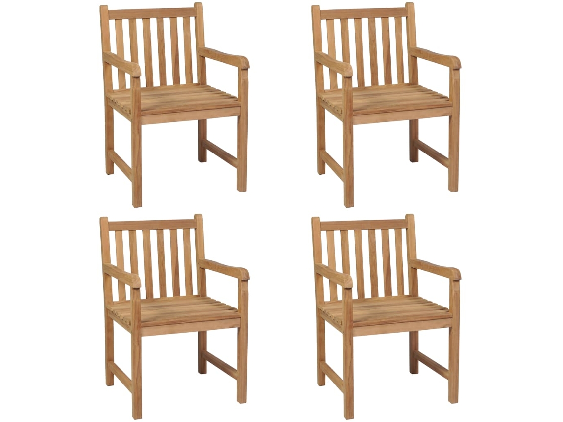 Sillas de exterior (4 unidades), madera maciza de teca, DKD HOME DECOR