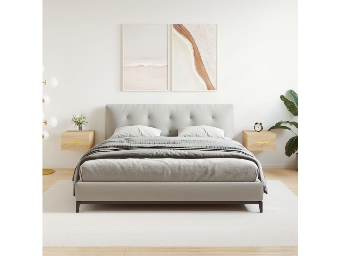 Mesitas de Noche Pared 2 Pzs 35X35X20 Cm Color Roble Sonoma