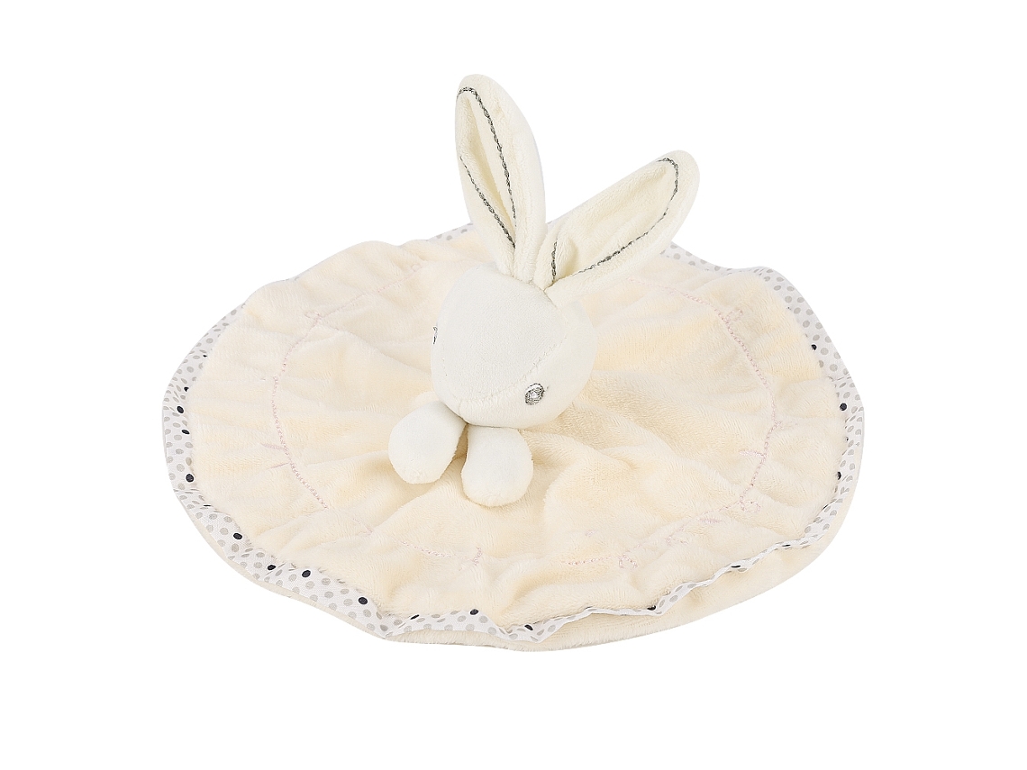 Toalla De Bebé De Terciopelo Suave Con Diseño De Conejito, Color Blanco Crema.