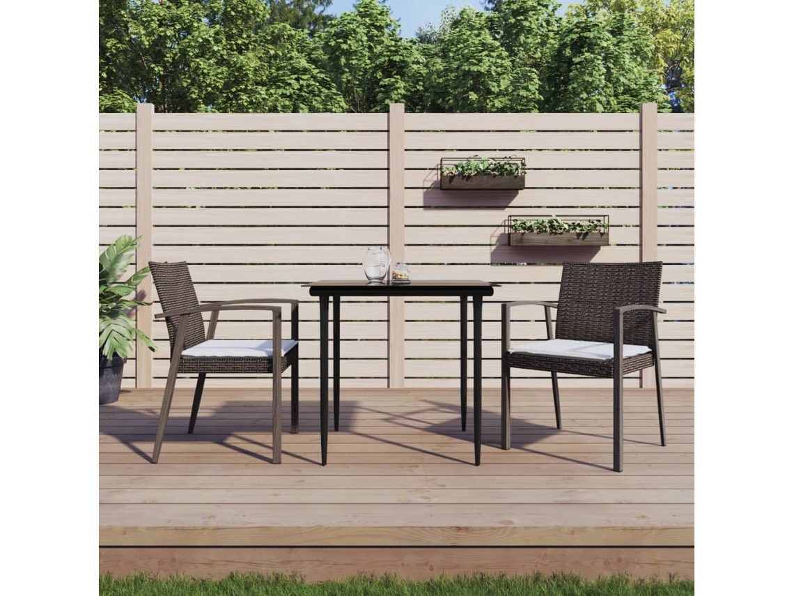 Conjunto de comedor de jardín de 3 piezas con cojines de mimbre y acero de DKD Home Decor