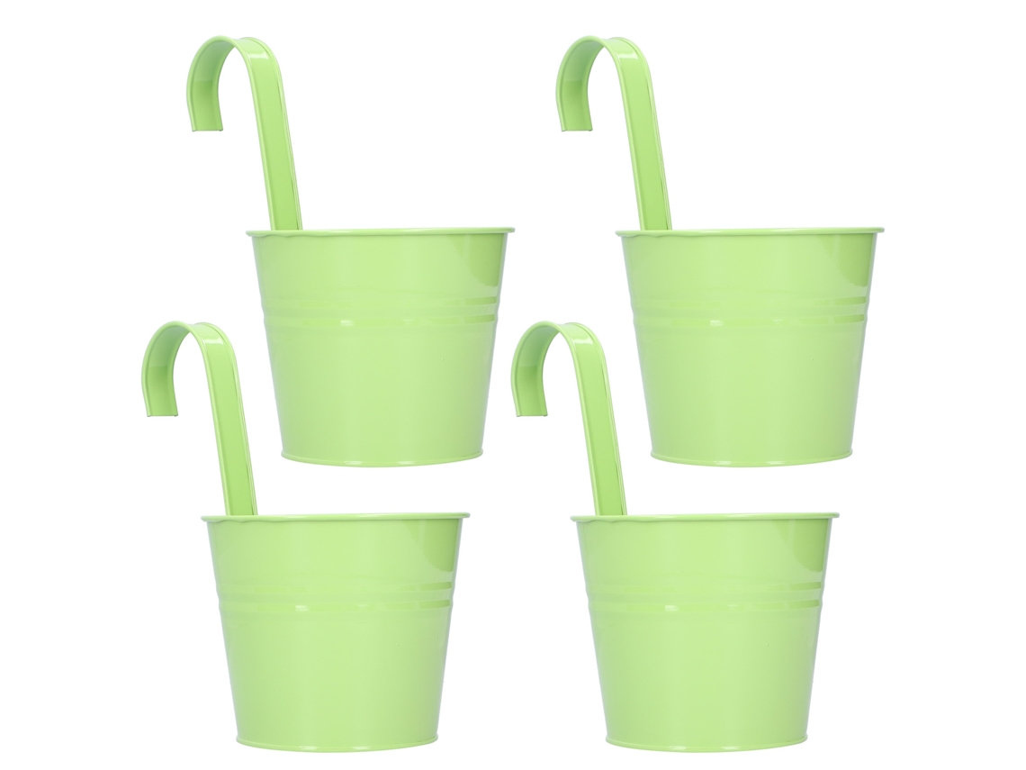 4 Juegos De Macetas Colgantes De Hierro Para Suculentas, Jardín, Balcón, Color Verde Claro, Accesorio Desmontable.