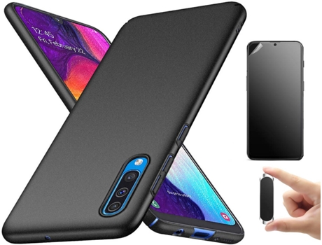 Kit Carcasa, Protector Y Soporte Samsung A50 Ultimatte Turtleshell Negro