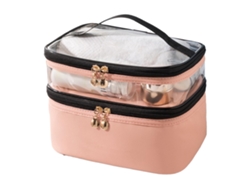 Neceser Impermeable De Doble Capa Con Cremalleras Suaves Para Viajes De Mujer - Rosa