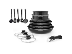 Arthur Martin Removável Bateria de cozinha 15 quartos 16-20-22-24-26 cm preto