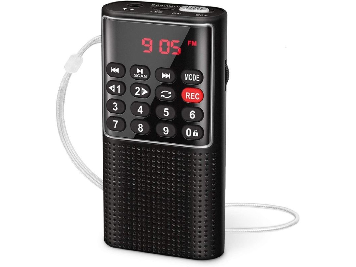 Radio Portátil Walkman Fm Con Grabadora, Ranura Para Tarjeta Sd, Batería Recargable Y Bloqueo Con Llave.