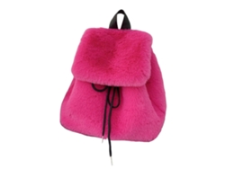 Mochila de invierno para mujer, pequeña, afelpada y suave, con cierre de cordón y solapas protectoras, rosa intenso.