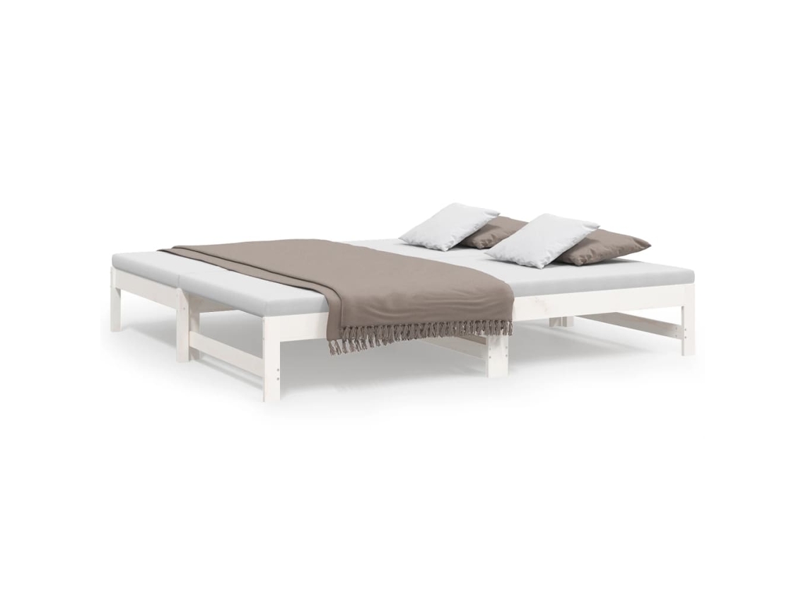 Maison Exclusive - Sofá Cama Extraíble Madera Maciza De Pino Blanco 2x(75x190) Cm