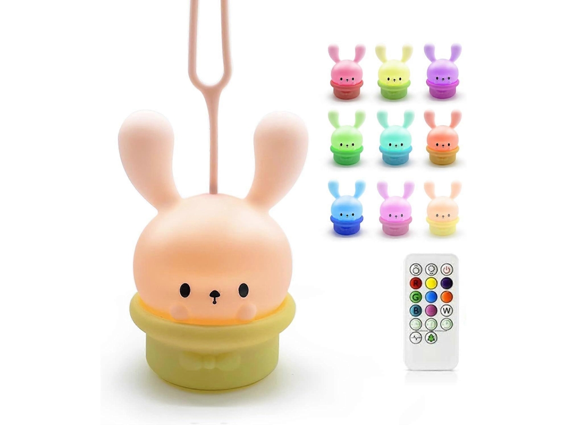 Rebe-luz Nocturna De Conejo De Silicona Con Sensor Táctil, Portátil Y Recargable Por Usb Para Niños