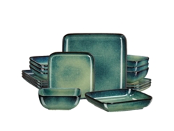 Juego de comedor, diseño cuadrado verde, material cerámico, verde, 16 piezas OEM