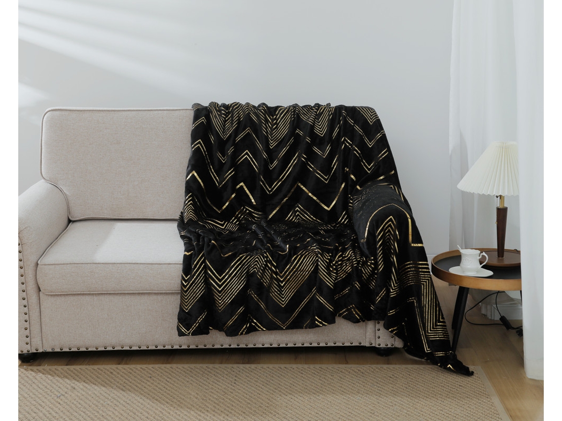 Manta con Estampado Geométrico Negro 220*240cm-BOD HOME