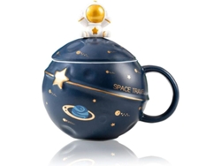 2026-33452-taza De Cerámica Astronauta Con Diseño Estampado Espacial, Taza De Café Cute Azul Oscuro