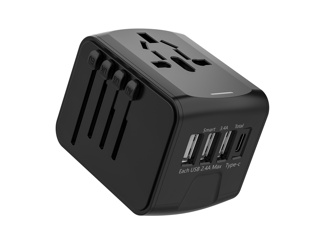 Adaptador De Energia Internacional Universal Para Viagens Preto GERTIZ