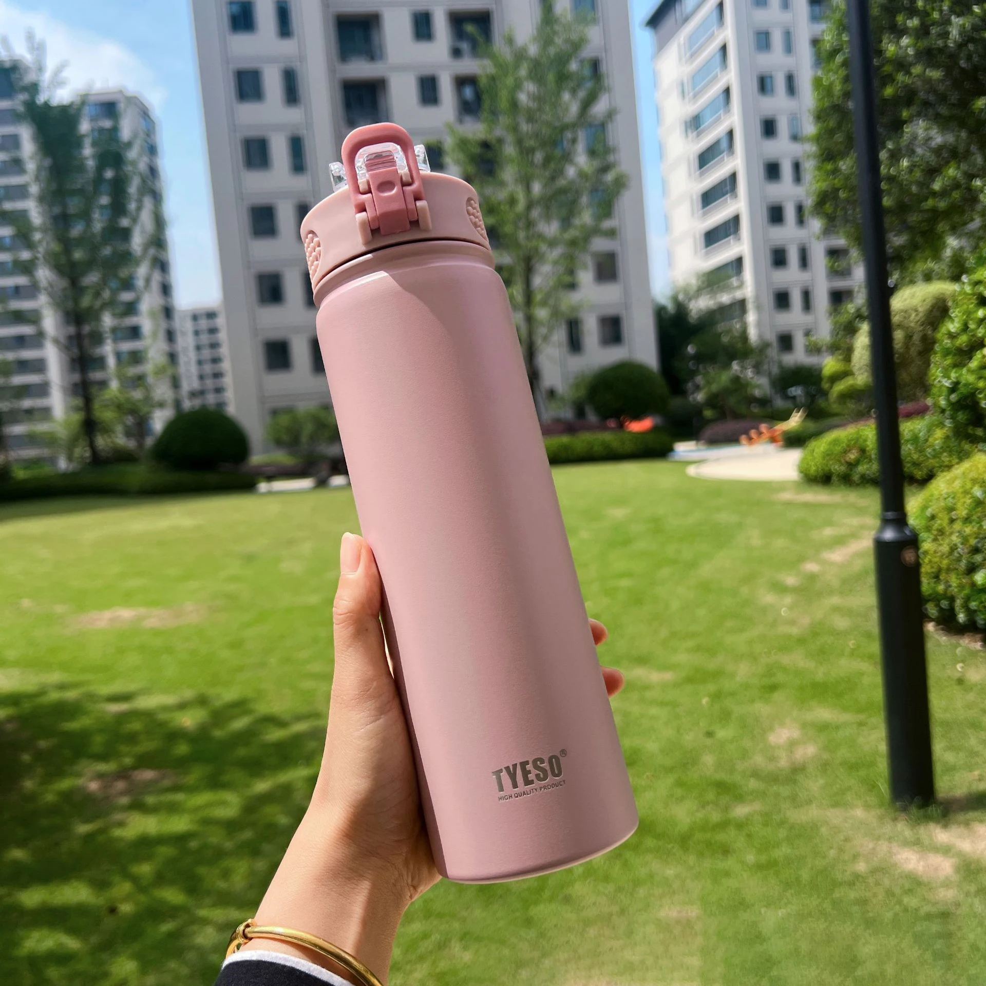 Garrafa Térmica Com Canudo Em Aço Inoxidável (rosa, 600 Ml), Mantém As Bebidas Frias Ou Quentes, Ideal Para Carro.