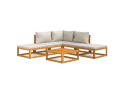 Maison Exclusive - Set Muebles De Jardín 6 Pzas Madera Maciza Y Cojines Gris Claro