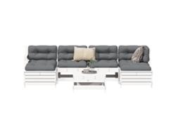 Conjunto de sofás de jardín de 2 piezas de pino macizo blanco Dkd Home Decor