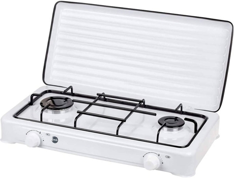 Cocina Mpm Smlkn021k kn021k gas para camping hornillo 2 quemadores ajustables tapa desmontable blanca smilekncocina adultos unisex quemadoresrejilla esmaltadatapa protectoranormativa g3037