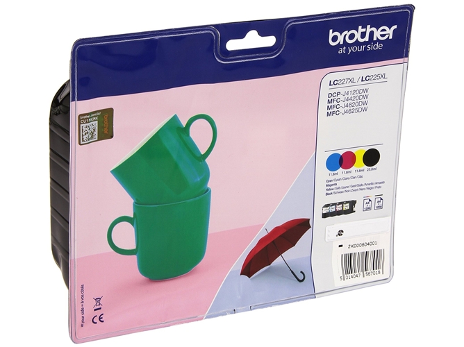 Pack 4 cartuchos de tinta Original BROTHER LC227XL negro, cian, magenta y amarillo 1.200 páginas
