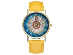Reloj De Cuarzo Unisex Con Correa De Cuero Pu Y Dial Romano Zhoulianfa Amarillo