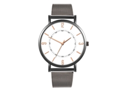 Reloj De Moda Para Parejas Con Correa De Malla Dial Redondo Cuarzo (3)