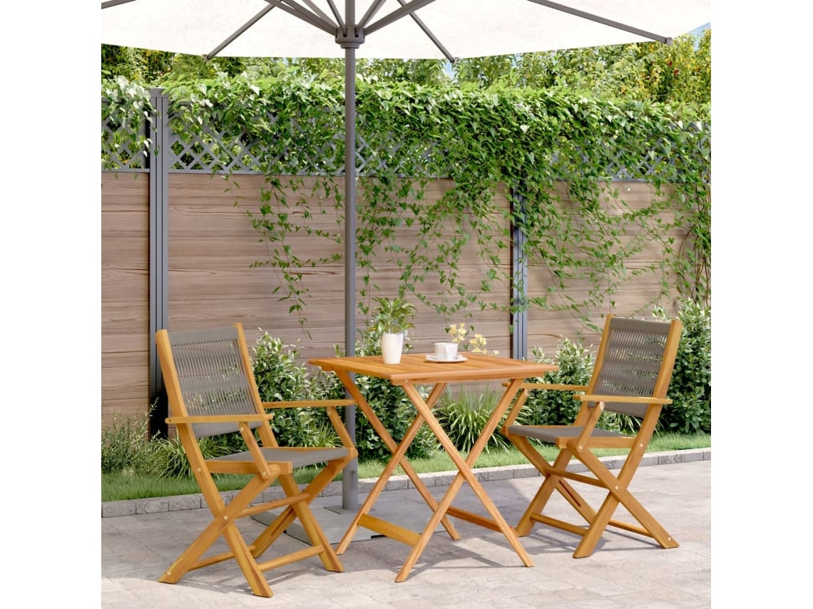 Conjunto de bistró de 3 piezas de polipropileno/madera maciza gris Dkd Home Decor
