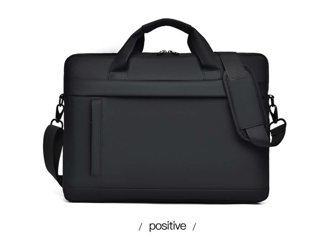 (Negro) Bolso para portátil, maletín ejecutivo impermeable con correa para el hombro