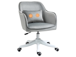 Silla De Oficina De Terciopelo, Con Función De Masaje, Cojín Lumbar Integrado, Altura Regulable, Giro De 360°, Color Gris Claro.