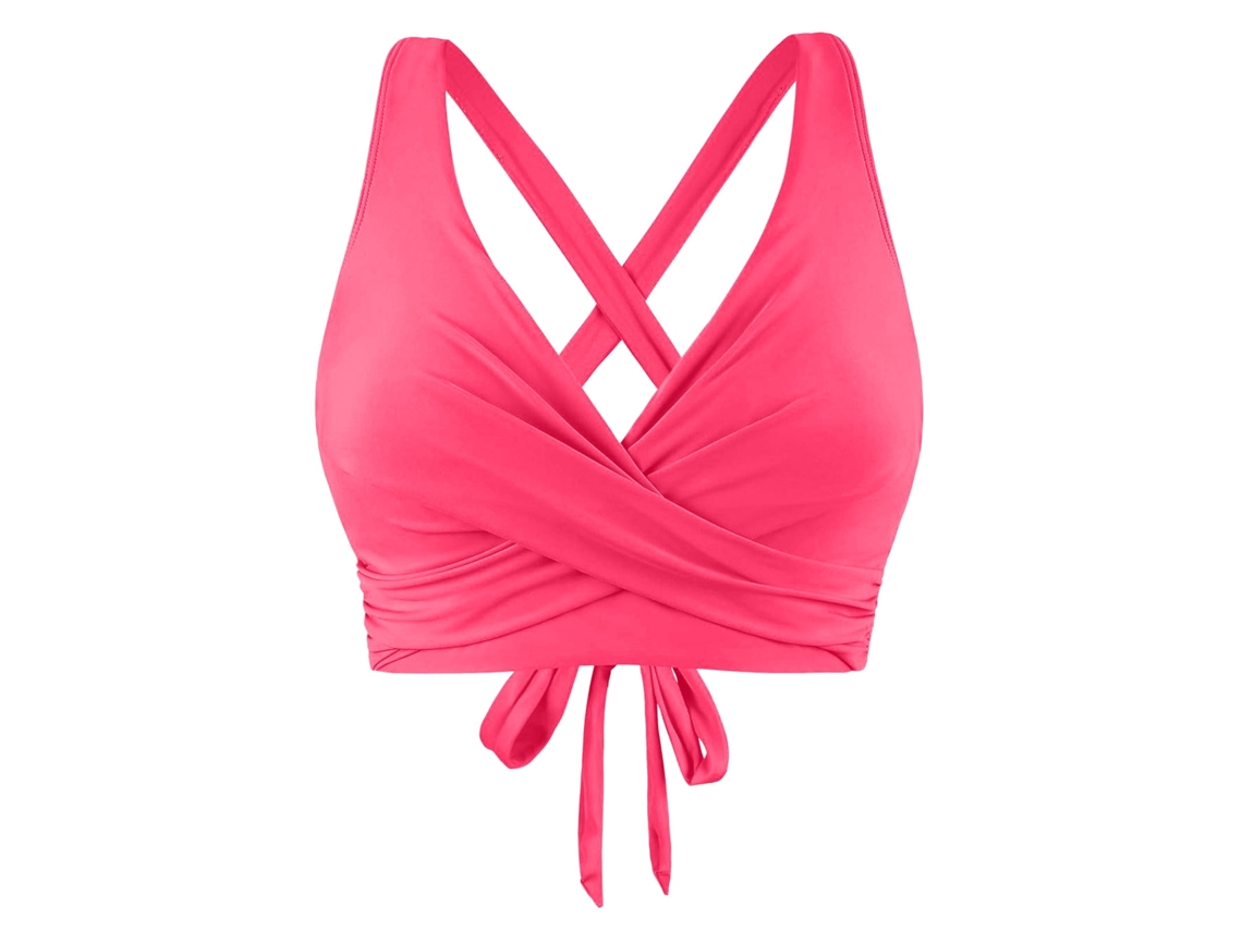 Traje de baño de bikini con aros y escote en V para mujer, sujetador push up de cobertura completa (z01pink, M)