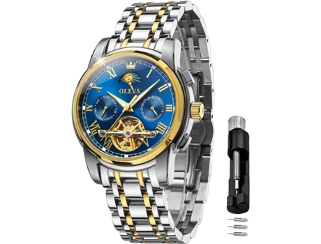 VEANXIN Reloj mecánico hueco impermeable luminoso automático para hombre(azul)