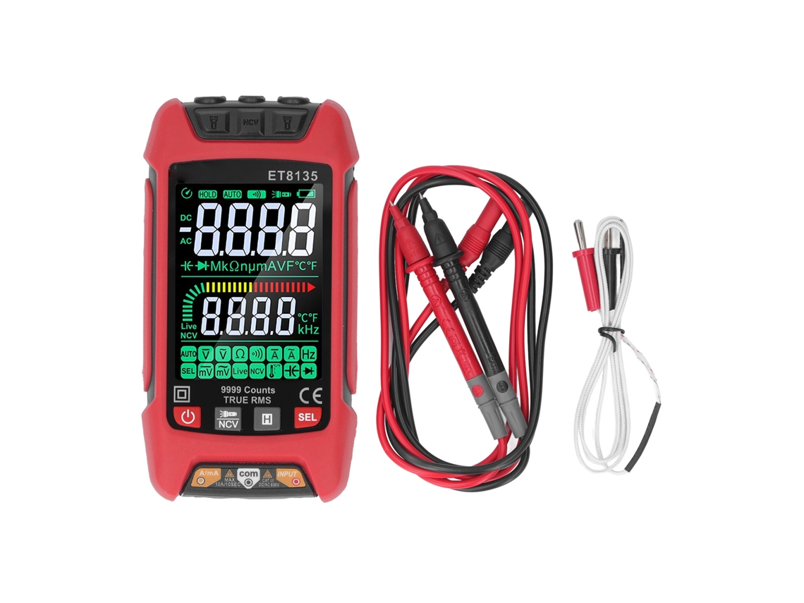 Multímetro Digital 9999 Counts Et8135 Tester Corriente Voltaje Resistencia