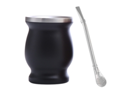 Taza de acero inoxidable para mate argentino, forma de calabaza panzuda, doble vacío, doble pared, fácil limpieza