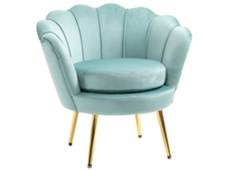 Sillón vintage de terciopelo PONTO CASA, azul, asiento alto, 76x67x74 cm, verde