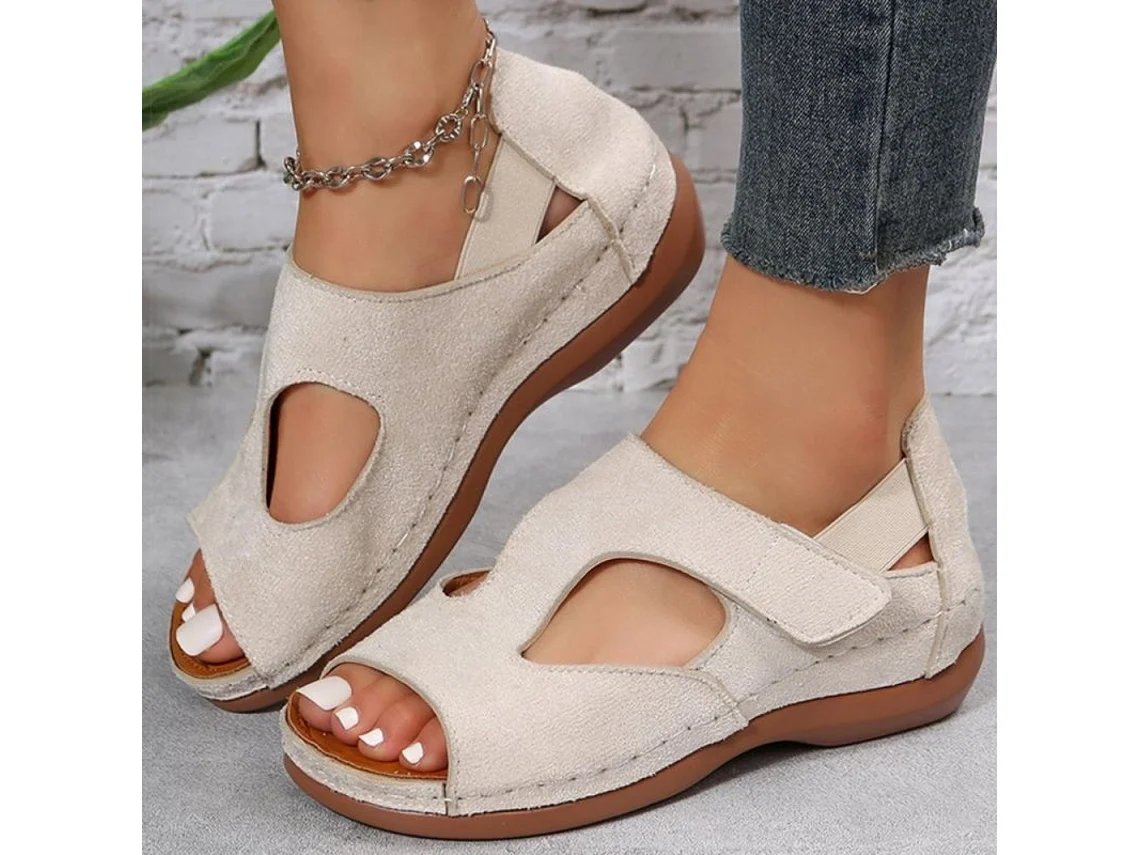 Sandalias Mujer Verano 2023 Zapatos Confortables Tacones Elegantes Calzado Femenino Hru 37 Beige