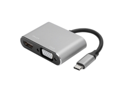 D2026n adaptador Hub Type c para Hdmi/vga Dvi Displayport Ethernet Conversor Dock 4k Resolução Cinza