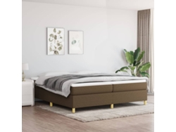 Cama Sin Colchón Tela Marrón Oscuro 200x200 Cm