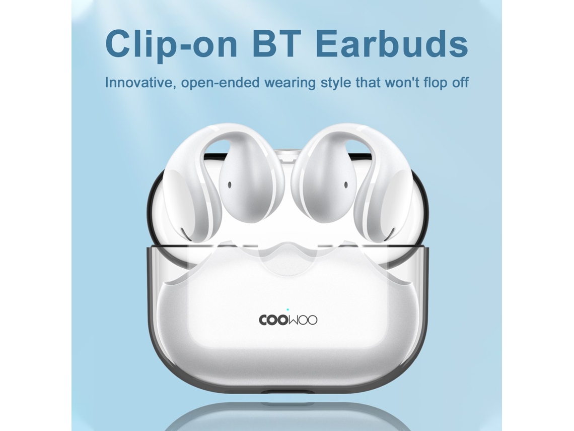 Auriculares Inalámbricos Con Clip Coowoo, Air Driving, Bluetooth 5.2, 20 Horas De Reproducción, Carga Inalámbrica Ipx6 Para Deportes.